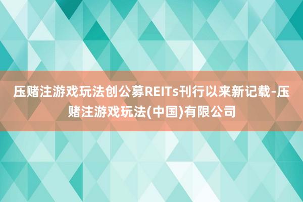 压赌注游戏玩法创公募REITs刊行以来新记载-压赌注游戏玩法(中国)有限公司