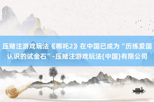 压赌注游戏玩法《哪吒2》在中国已成为“历练爱国认识的试金石”-压赌注游戏玩法(中国)有限公司