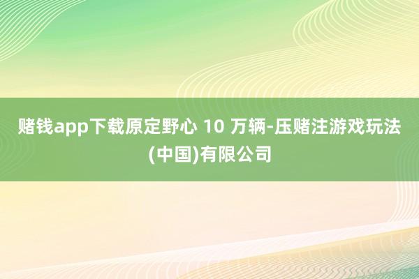 赌钱app下载原定野心 10 万辆-压赌注游戏玩法(中国)有限公司