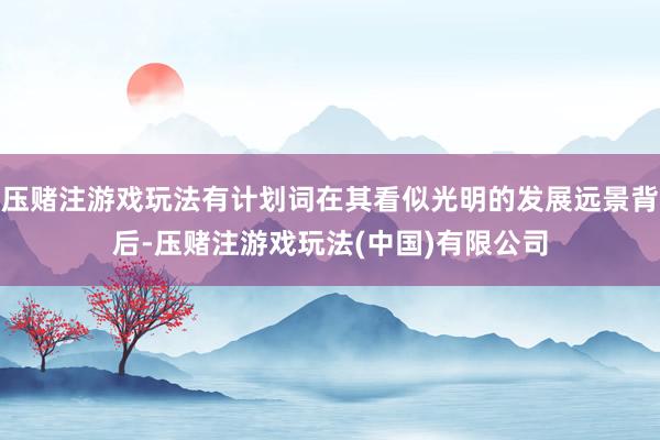 压赌注游戏玩法有计划词在其看似光明的发展远景背后-压赌注游戏玩法(中国)有限公司