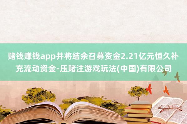 赌钱赚钱app并将结余召募资金2.21亿元恒久补充流动资金-压赌注游戏玩法(中国)有限公司