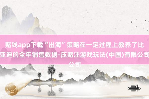 赌钱app下载“出海”策略在一定过程上教养了比亚迪的全年销售数据-压赌注游戏玩法(中国)有限公司