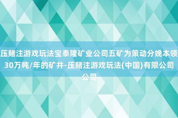 压赌注游戏玩法宝泰隆矿业公司五矿为策动分娩本领30万吨/年的矿井-压赌注游戏玩法(中国)有限公司