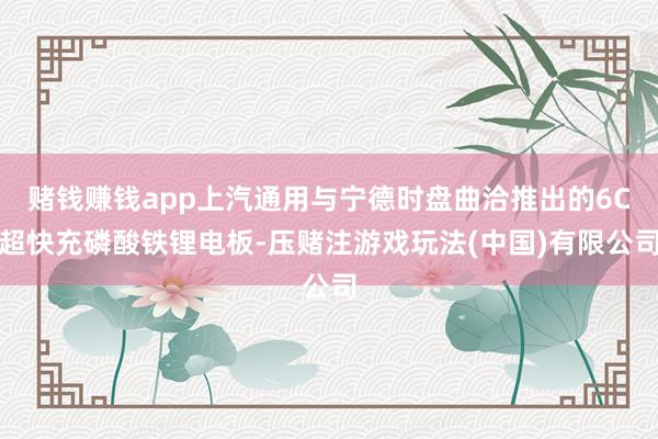 赌钱赚钱app上汽通用与宁德时盘曲洽推出的6C超快充磷酸铁锂电板-压赌注游戏玩法(中国)有限公司