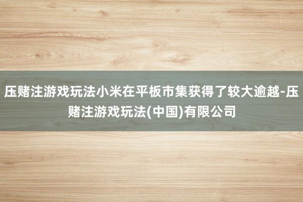 压赌注游戏玩法小米在平板市集获得了较大逾越-压赌注游戏玩法(中国)有限公司