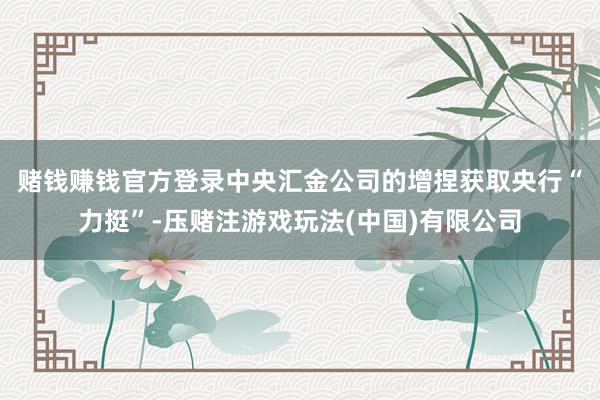 赌钱赚钱官方登录 中央汇金公司的增捏获取央行“力挺”-压赌注游戏玩法(中国)有限公司