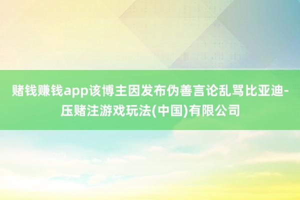 赌钱赚钱app该博主因发布伪善言论乱骂比亚迪-压赌注游戏玩法(中国)有限公司