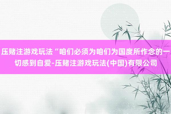 压赌注游戏玩法“咱们必须为咱们为国度所作念的一切感到自爱-压赌注游戏玩法(中国)有限公司